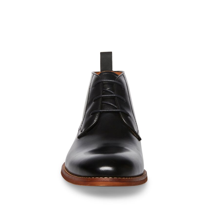 Black Steve Madden Favien Leather Men's Derby Shoes | PH 9825AZT